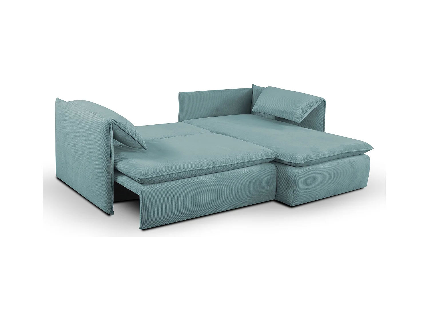 Ecksofa mit Schlaffunktion - Ecke Rechts - Feincord - Blau - TEODORA