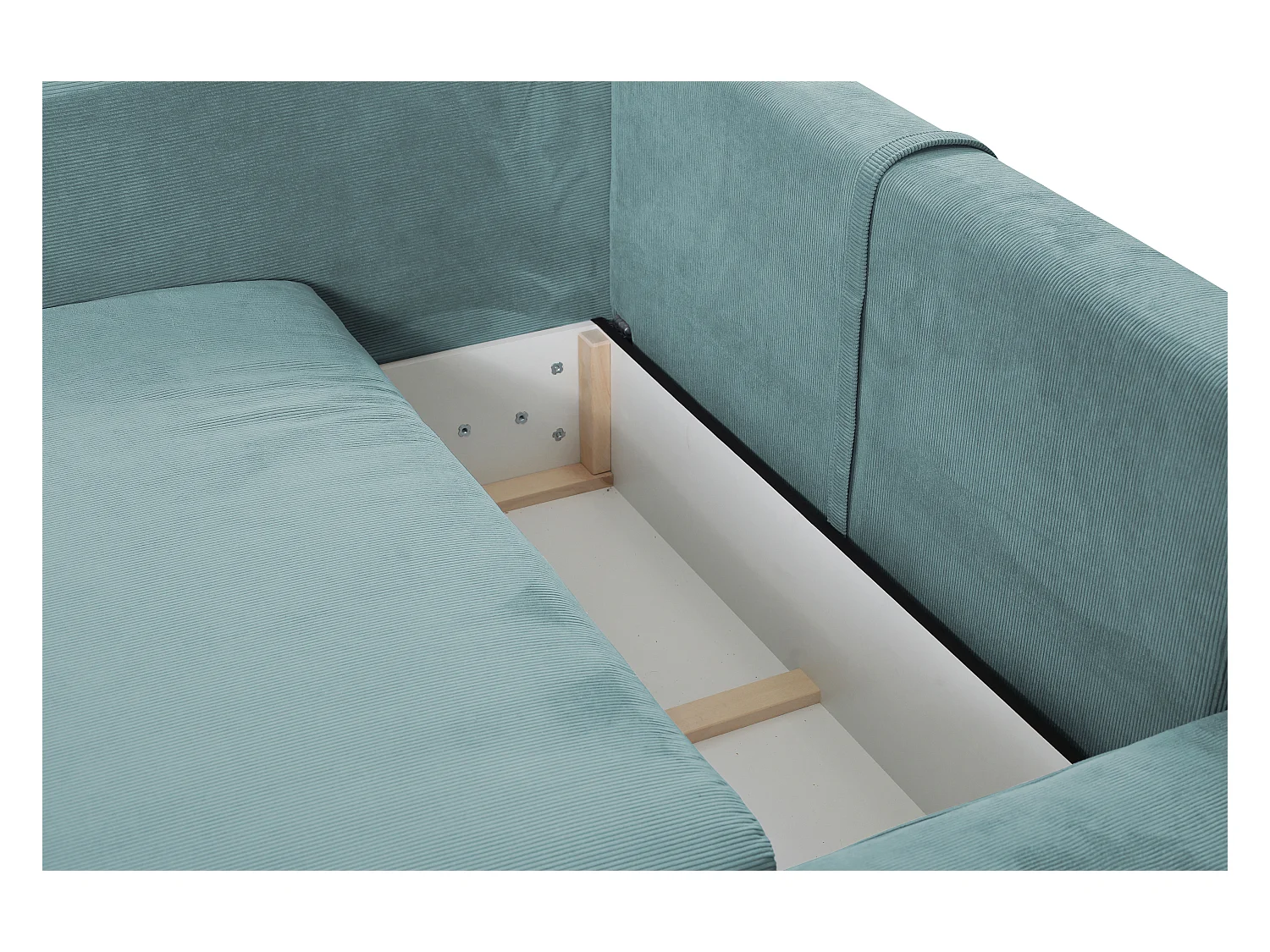 Ecksofa mit Schlaffunktion - Ecke Rechts - Feincord - Blau - TEODORA