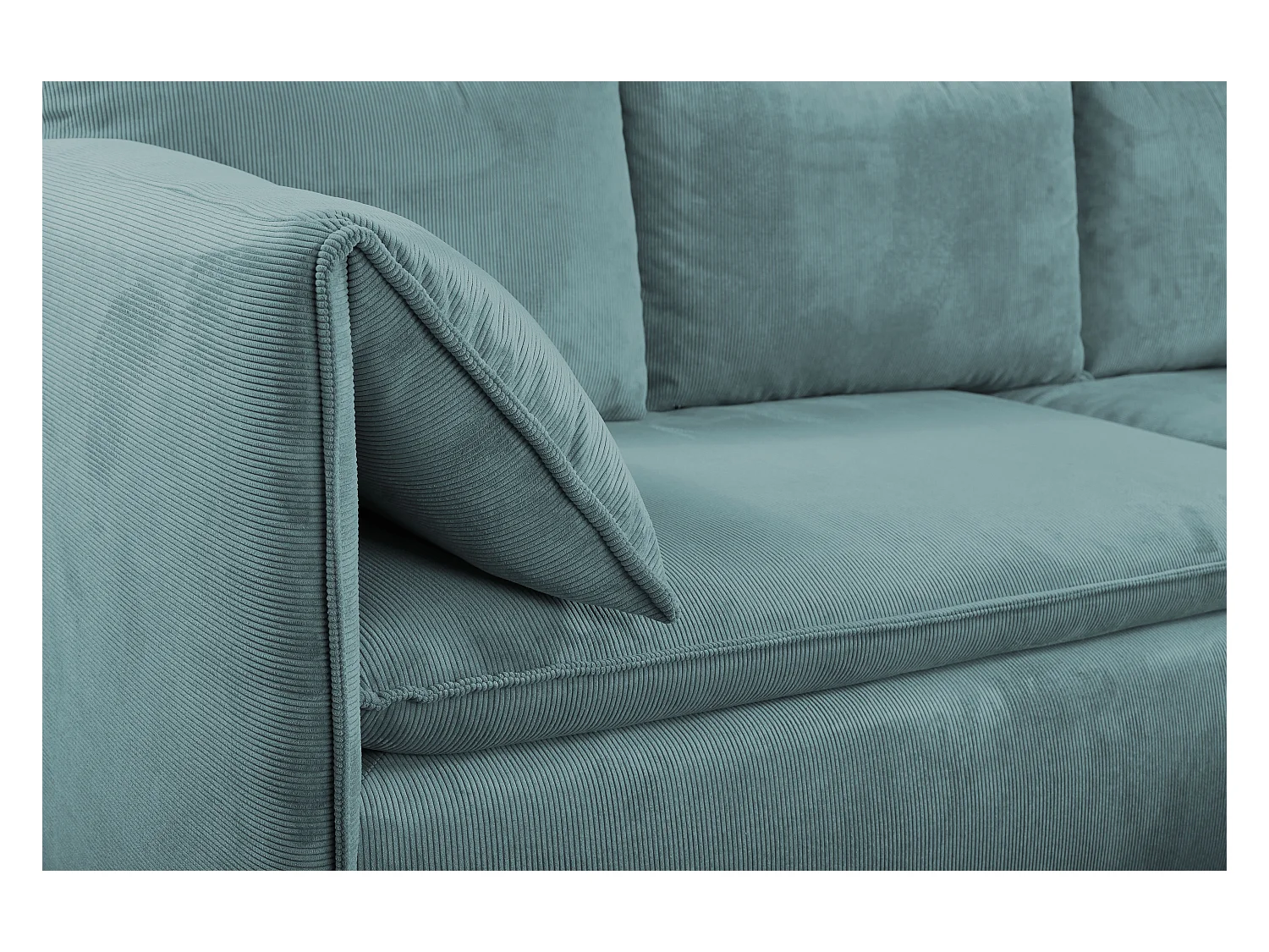 Ecksofa mit Schlaffunktion - Ecke Rechts - Feincord - Blau - TEODORA