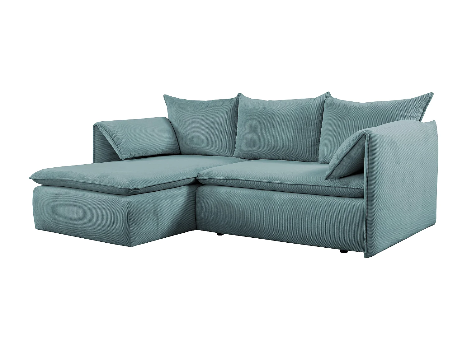 Hoekslaapbank TEODORA van PASCAL MORABITO - Ribfluweel met fijne ribbels - Blauw - Hoek links