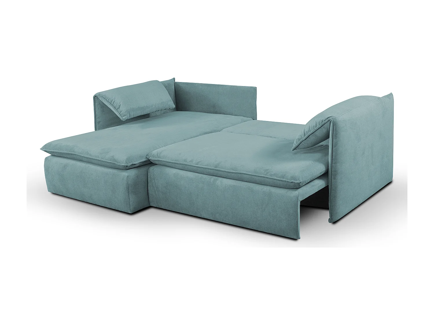 Hoekslaapbank TEODORA van PASCAL MORABITO - Ribfluweel met fijne ribbels - Blauw - Hoek links