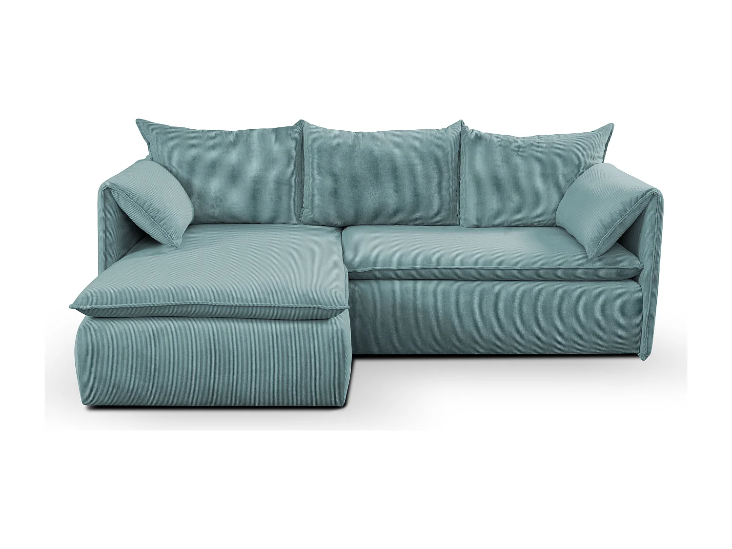 Hoekslaapbank TEODORA van PASCAL MORABITO - Ribfluweel met fijne ribbels - Blauw - Hoek links