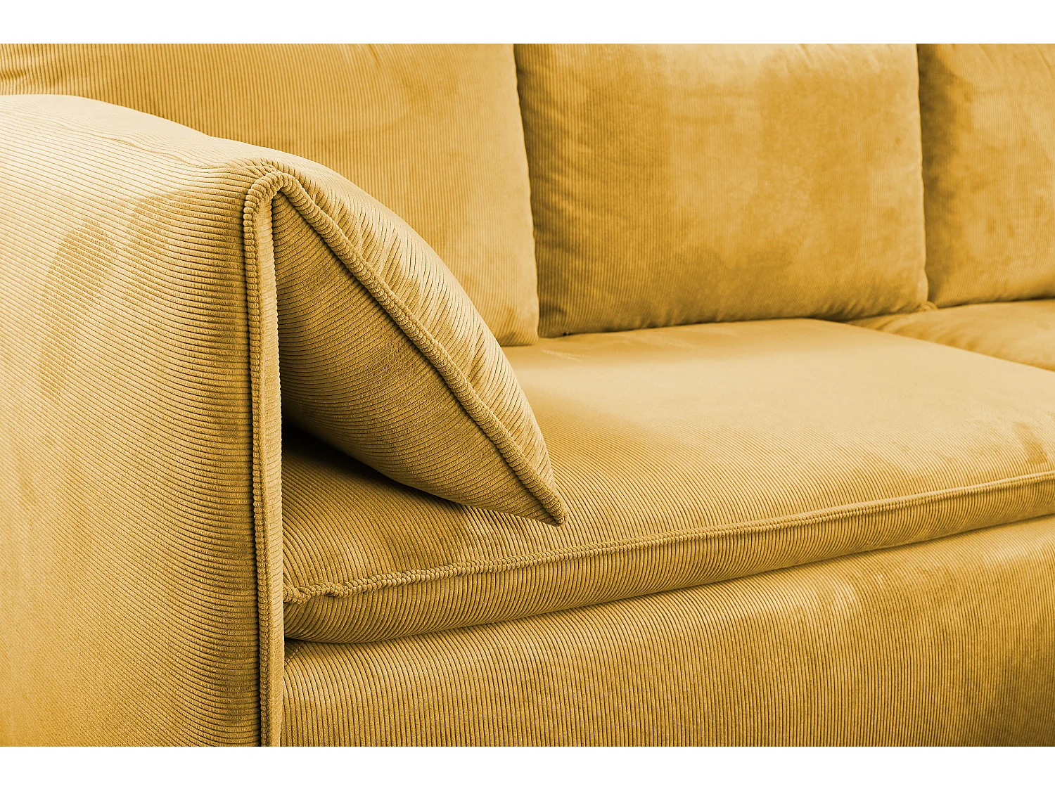 Divano letto angolare in Velluto a coste sottili Giallo senape - Angolo a destra - TEODORA di PASCAL MORABITO