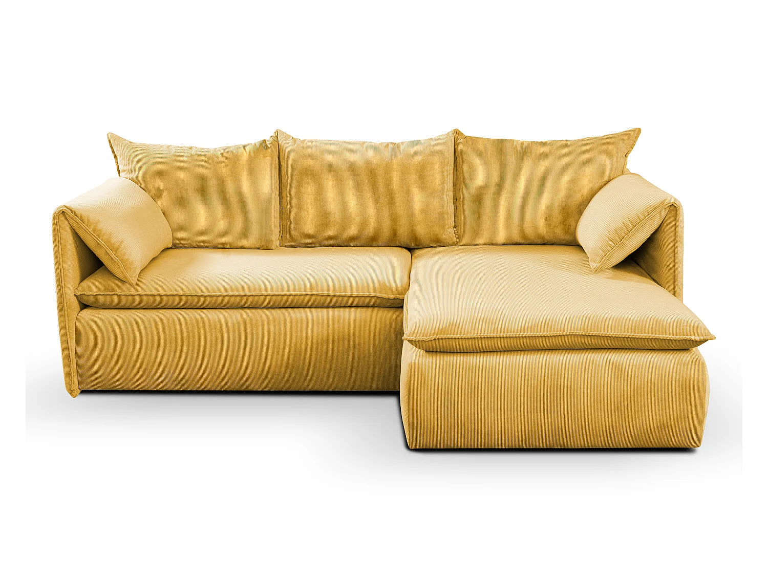 Sofá cama rinconera de terciopelo de canalé amarillo mostaza TEODORA de PASCAL MORABITO - Ángulo derecho