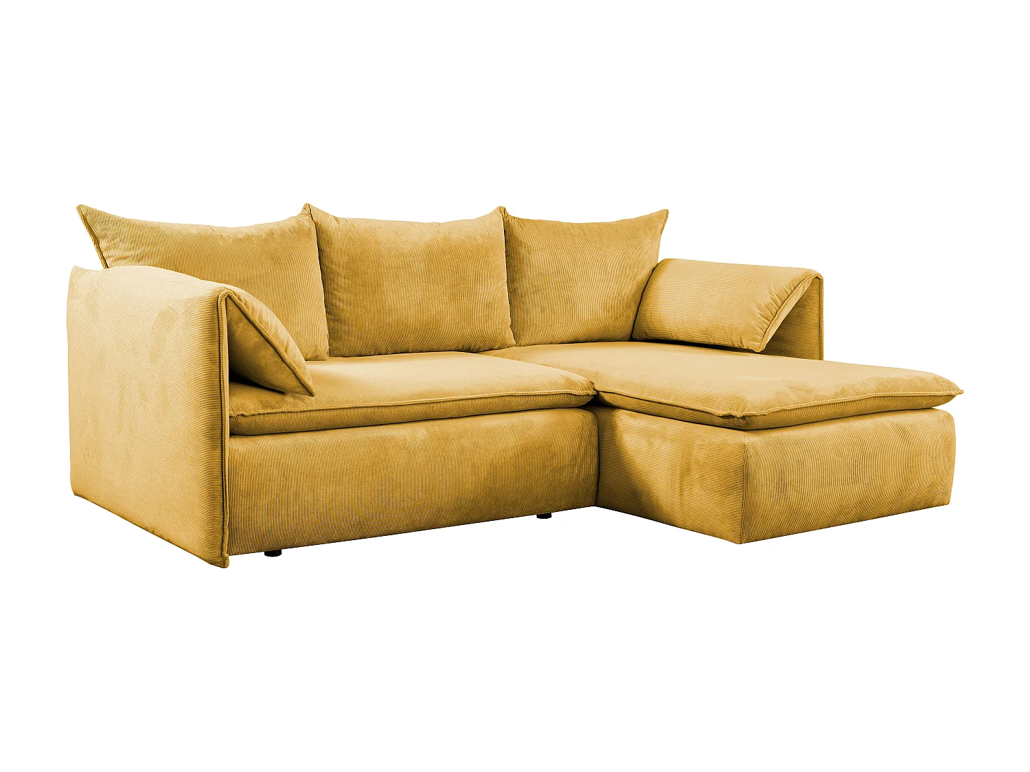 Høyre-sving sovesofa i finribbet sennepgul fløyel TEODORA