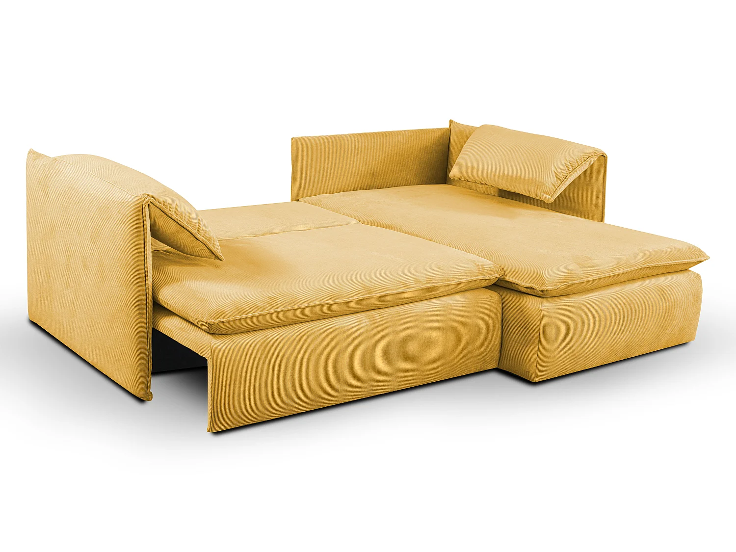 Høyre-sving sovesofa i finribbet sennepgul fløyel TEODORA