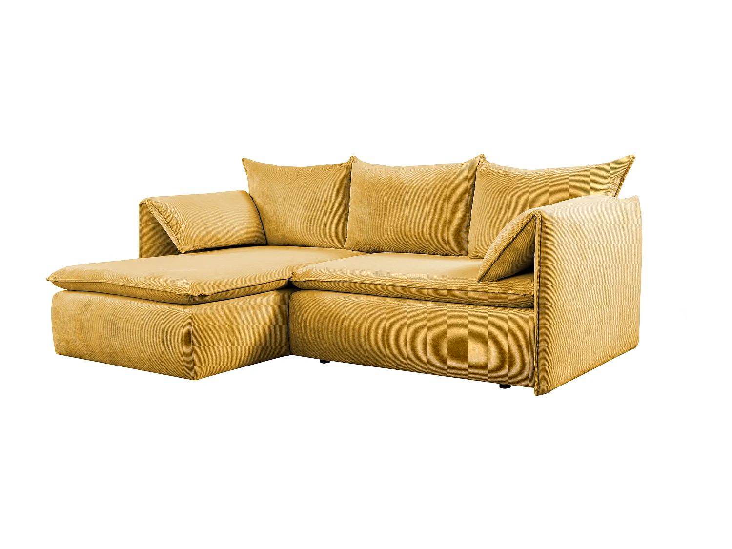 Canapé d'angle gauche convertible en velours côtelé fines côtes jaune moutarde TEODORA