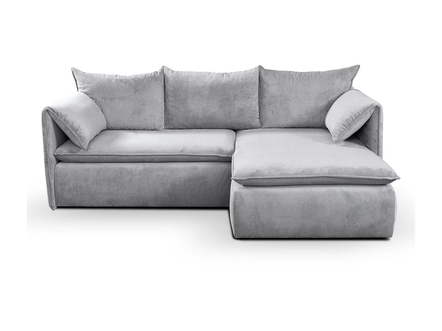 Divano letto angolare in Velluto a coste sottili Grigio - Angolo a destra - TEODORA di PASCAL MORABITO