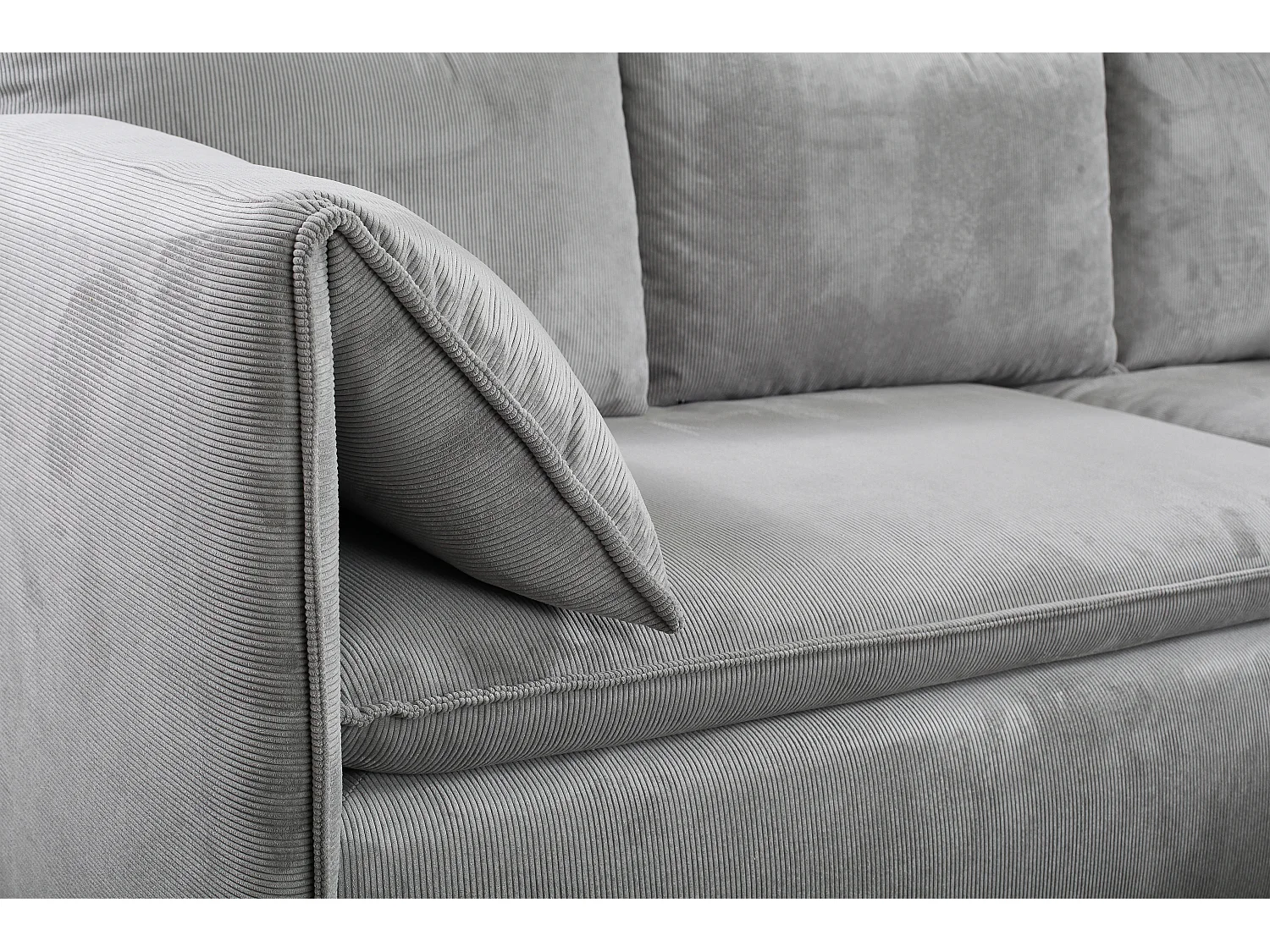 Divano letto angolare in Velluto a coste sottili Grigio - Angolo a destra - TEODORA di PASCAL MORABITO