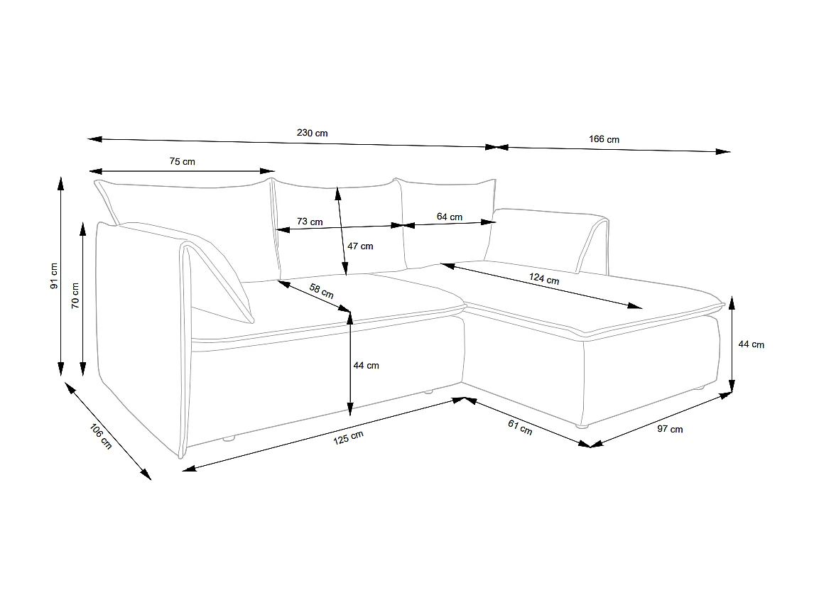 Ecksofa mit Schlaffunktion - Ecke Rechts - Feincord - Grau - TEODORA