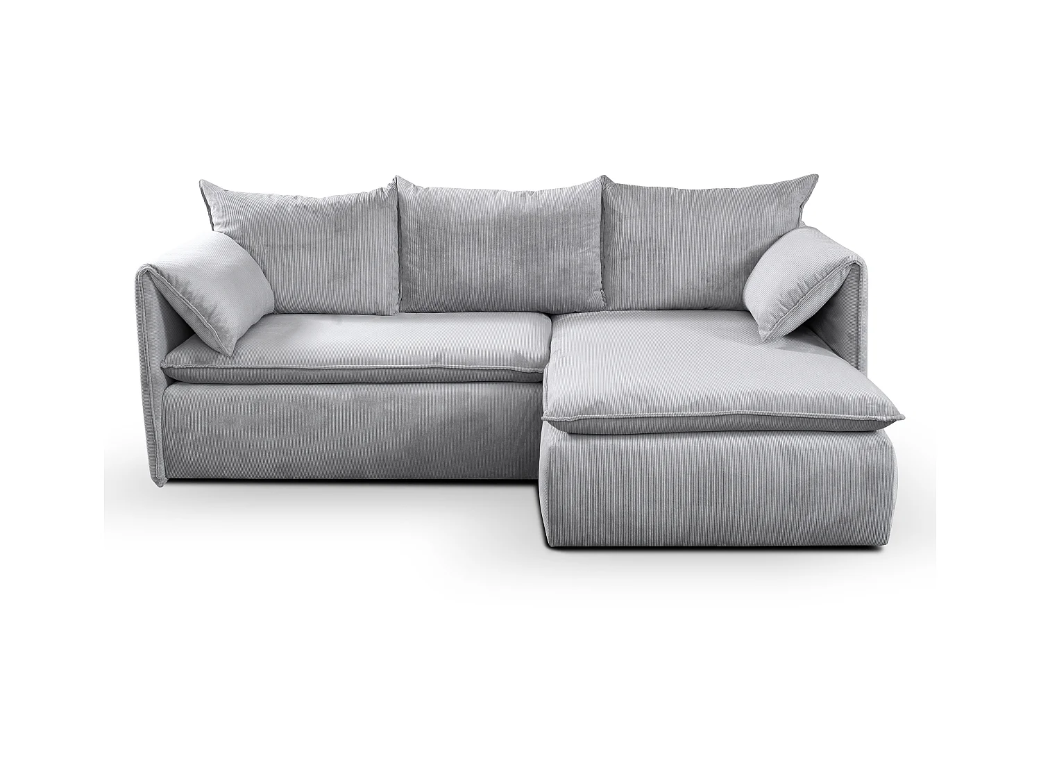 Sofá cama rinconera de terciopelo de canalé gris TEODORA de PASCAL MORABITO - Ángulo derecho