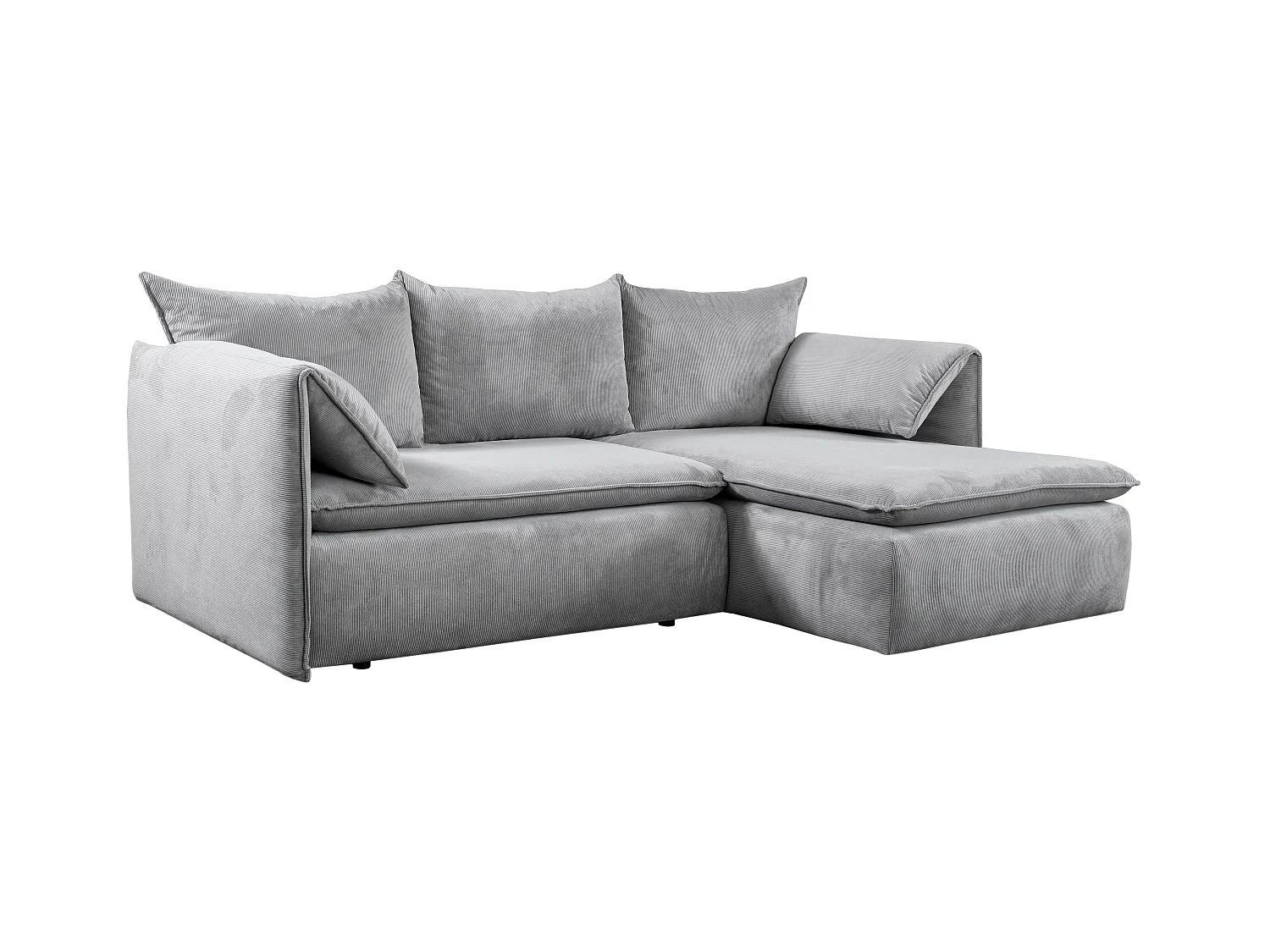 Sofá cama rinconera de terciopelo de canalé gris TEODORA de PASCAL MORABITO - Ángulo derecho
