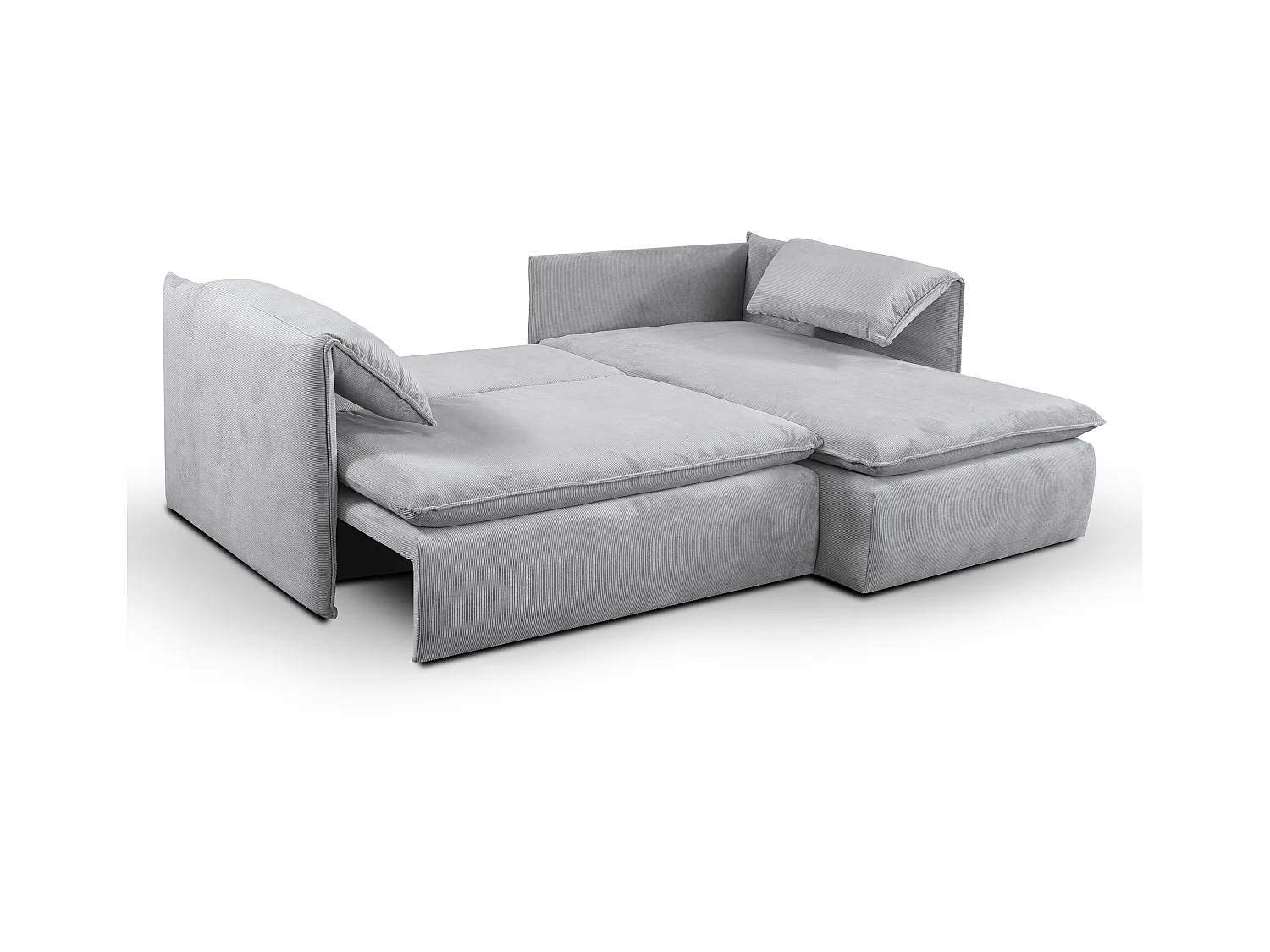 Sofá cama rinconera de terciopelo de canalé gris TEODORA de PASCAL MORABITO - Ángulo derecho