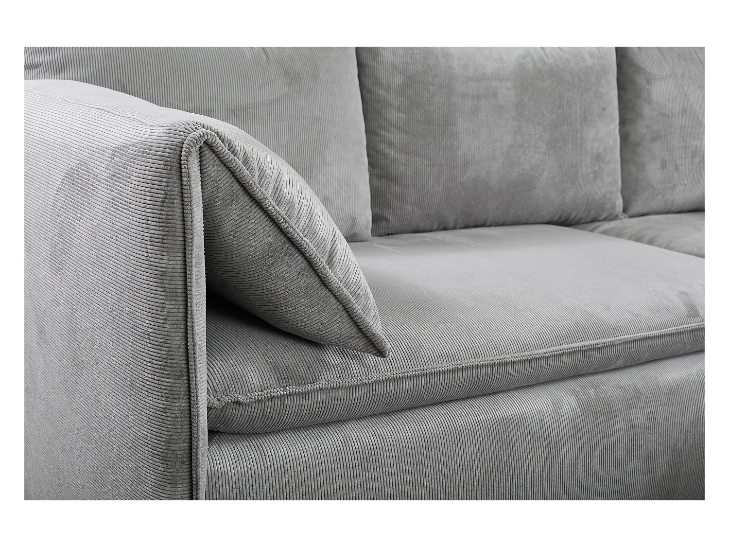 Sofá cama rinconera de terciopelo de canalé gris TEODORA de PASCAL MORABITO - Ángulo derecho