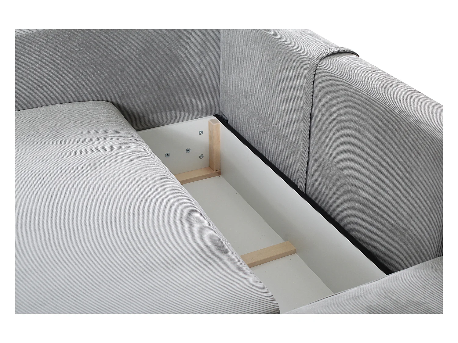 Sofá cama rinconera de terciopelo de canalé gris TEODORA de PASCAL MORABITO - Ángulo derecho