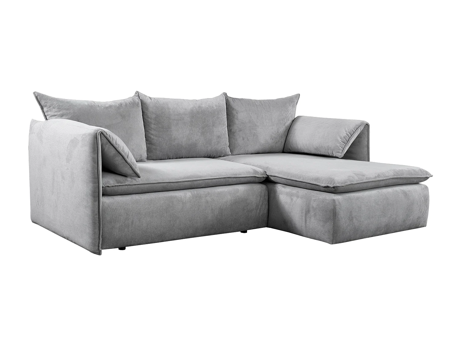 Hoekslaapbank TEODORA van PASCAL MORABITO - Ribfluweel met fijne ribbels - Grijs - Hoek rechts