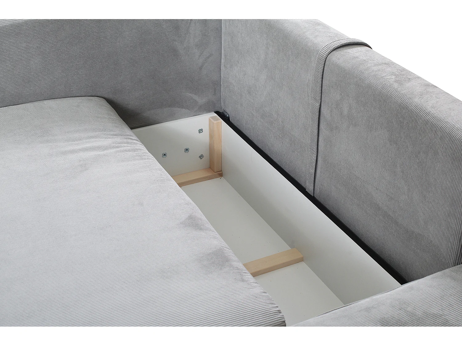 Hoekslaapbank TEODORA van PASCAL MORABITO - Ribfluweel met fijne ribbels - Grijs - Hoek rechts