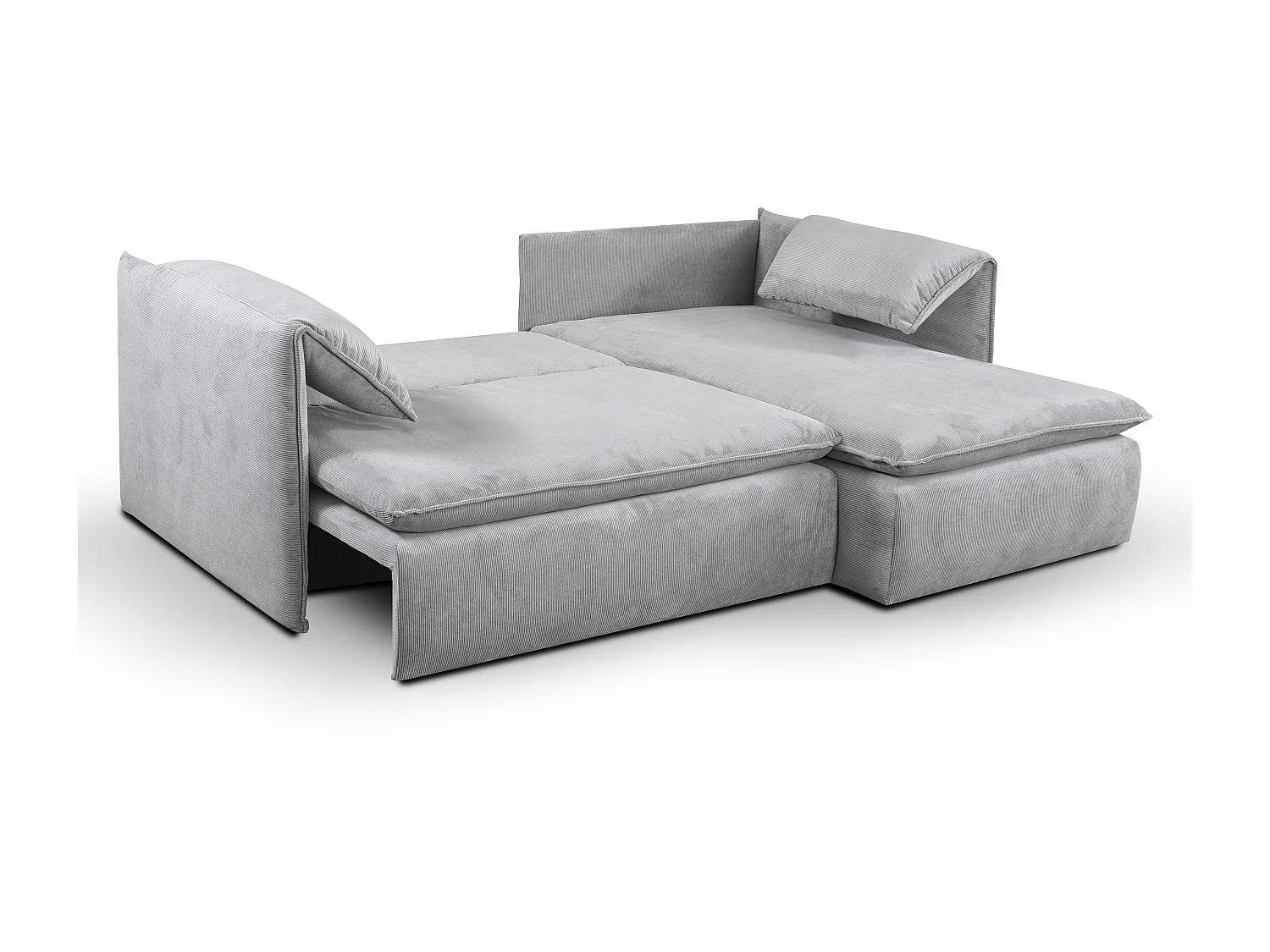 Hoekslaapbank TEODORA van PASCAL MORABITO - Ribfluweel met fijne ribbels - Grijs - Hoek rechts