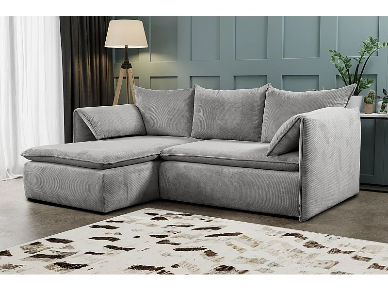 Divano letto angolare in Velluto a coste sottili Grigio - Angolo a sinistra - TEODORA di PASCAL MORABITO