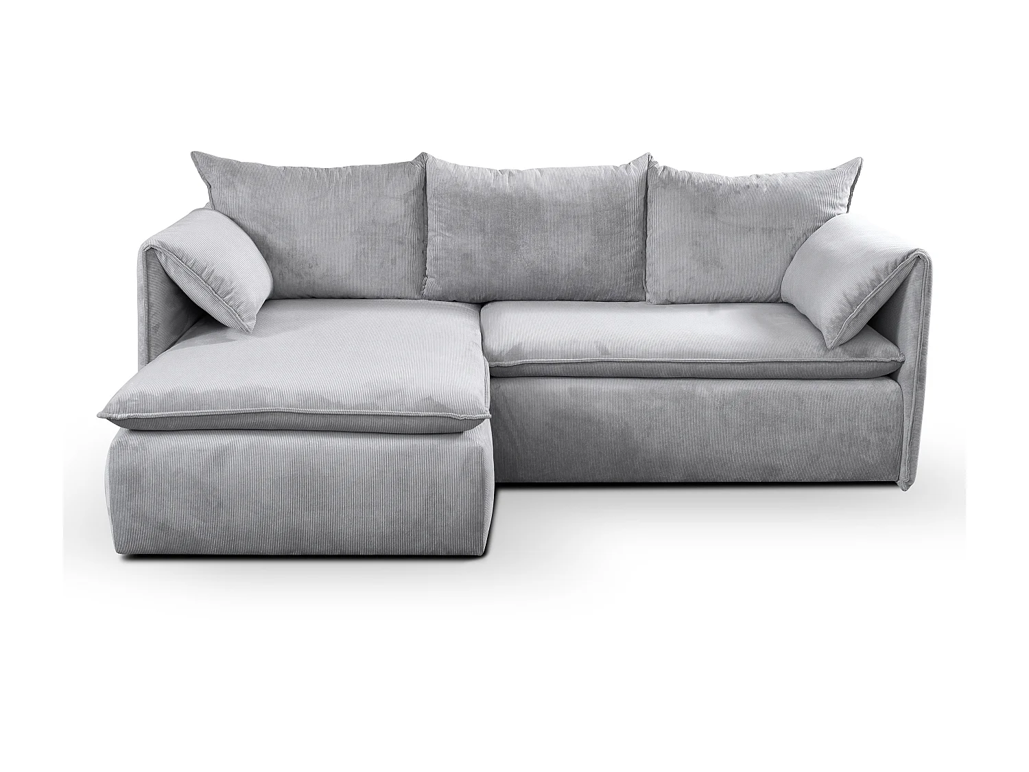 Canapé d'angle gauche convertible en velours côtelé fines côtes gris TEODORA