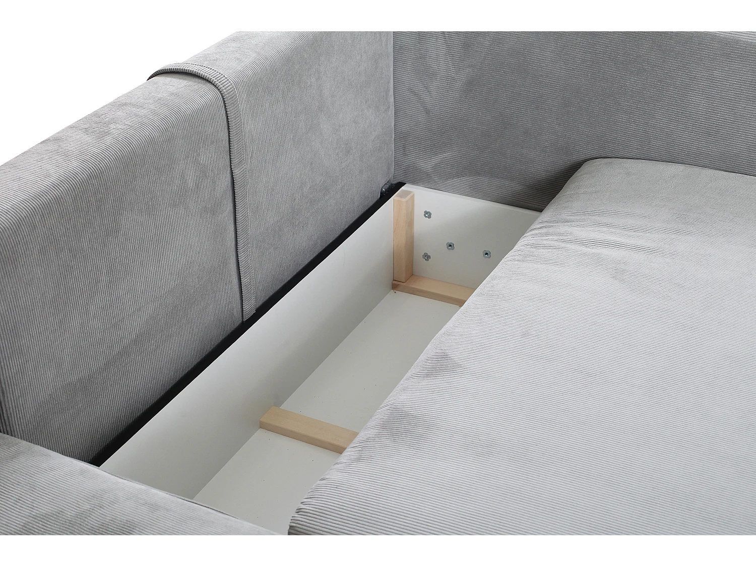 Canapé d'angle gauche convertible en velours côtelé fines côtes gris TEODORA