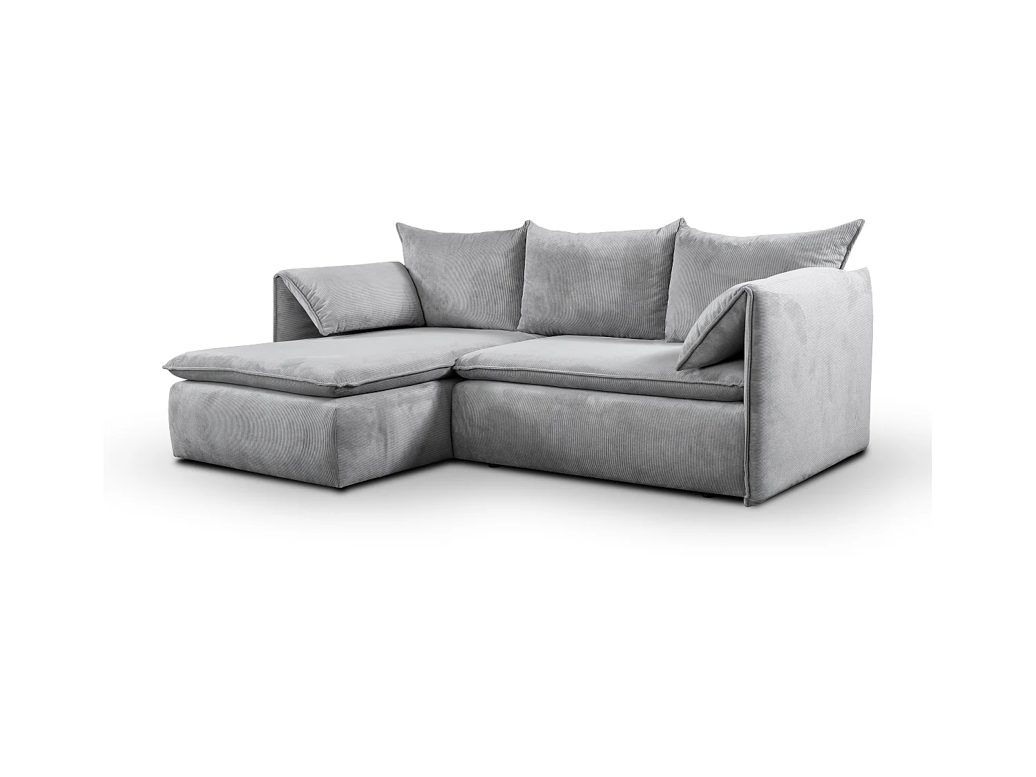 Sofá cama rinconera de terciopelo de canalé gris TEODORA de PASCAL MORABITO - Ángulo izquierdo