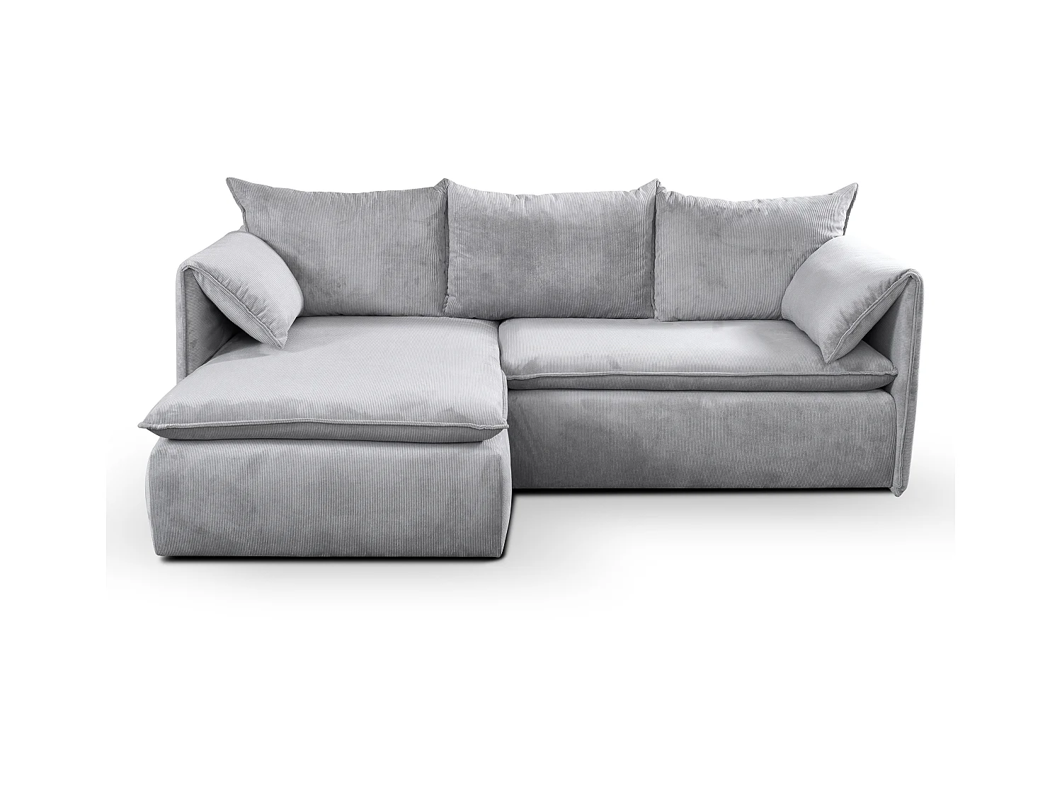 Sofá cama rinconera de terciopelo de canalé gris TEODORA de PASCAL MORABITO - Ángulo izquierdo