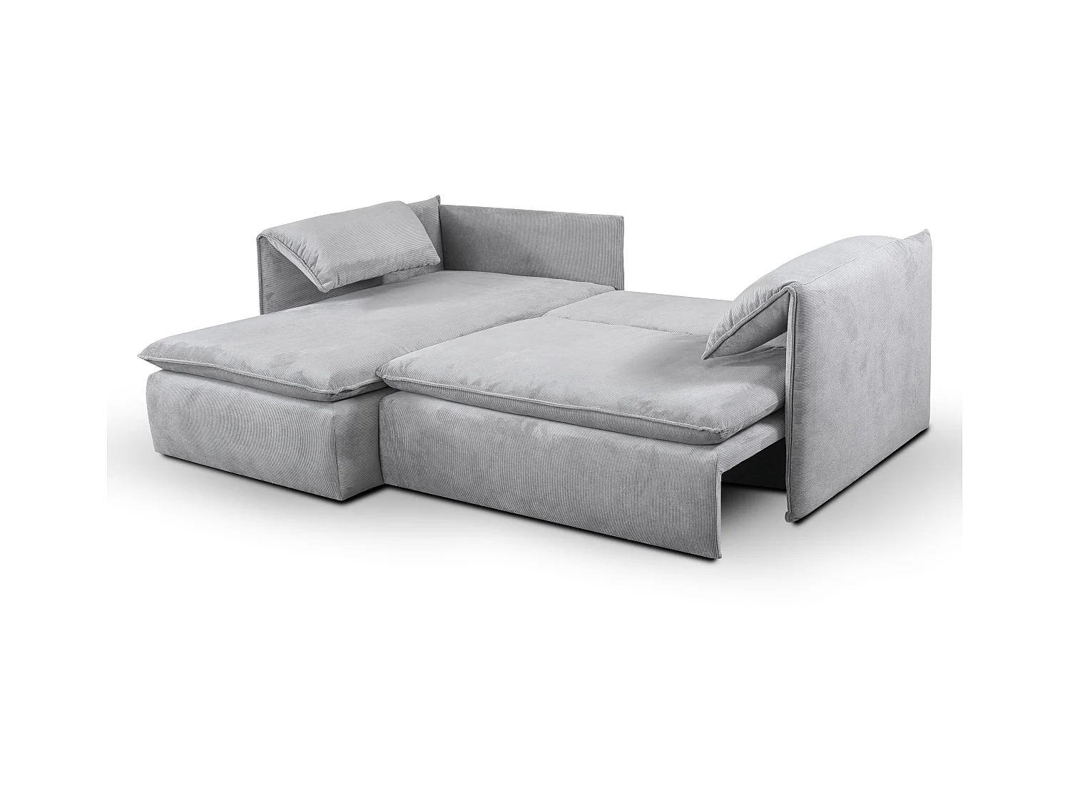 Sofá cama rinconera de terciopelo de canalé gris TEODORA de PASCAL MORABITO - Ángulo izquierdo