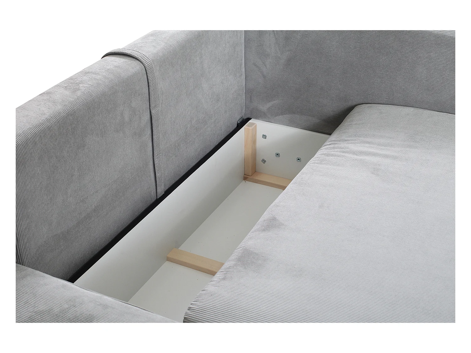 Sofá cama rinconera de terciopelo de canalé gris TEODORA de PASCAL MORABITO - Ángulo izquierdo