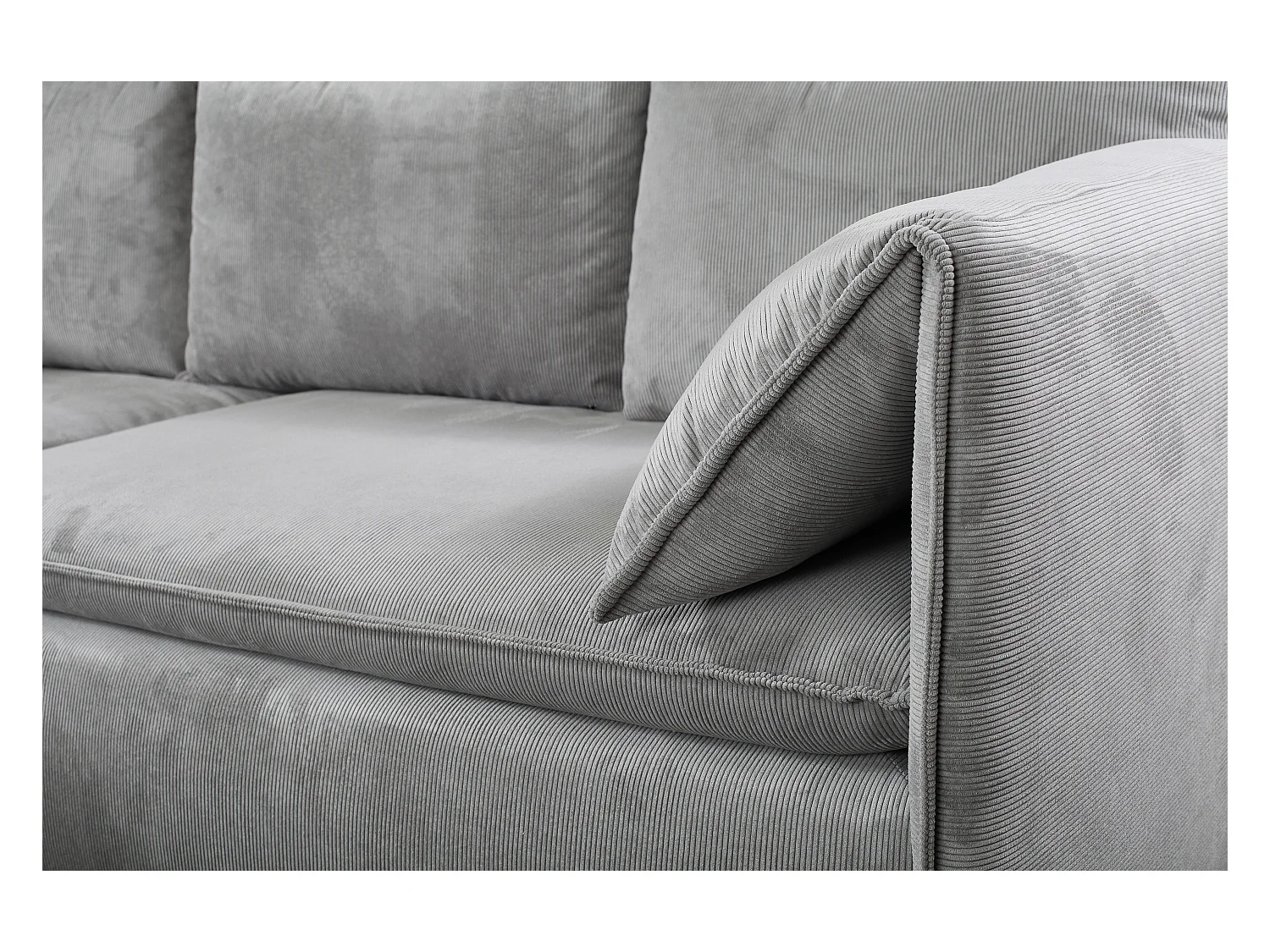 Sofá cama rinconera de terciopelo de canalé gris TEODORA de PASCAL MORABITO - Ángulo izquierdo