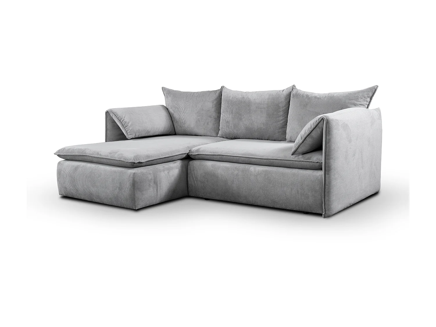 Hoekslaapbank TEODORA van PASCAL MORABITO - Ribfluweel met fijne ribbels - Grijs - Hoek links