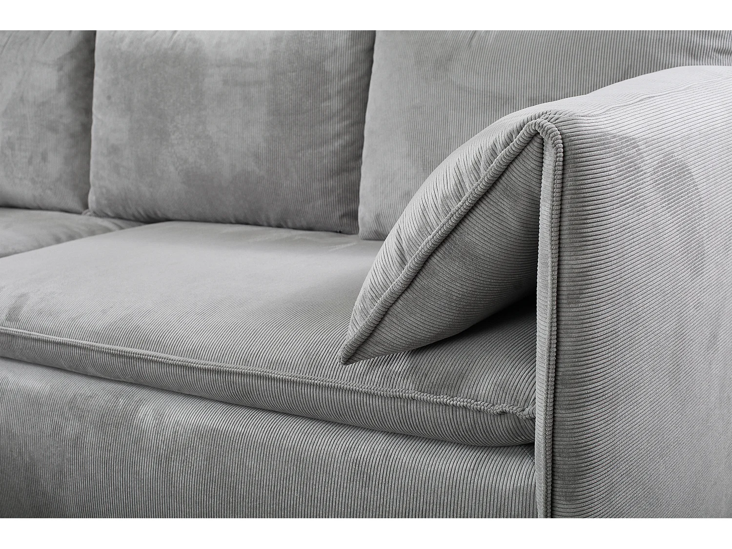 Hoekslaapbank TEODORA van PASCAL MORABITO - Ribfluweel met fijne ribbels - Grijs - Hoek links