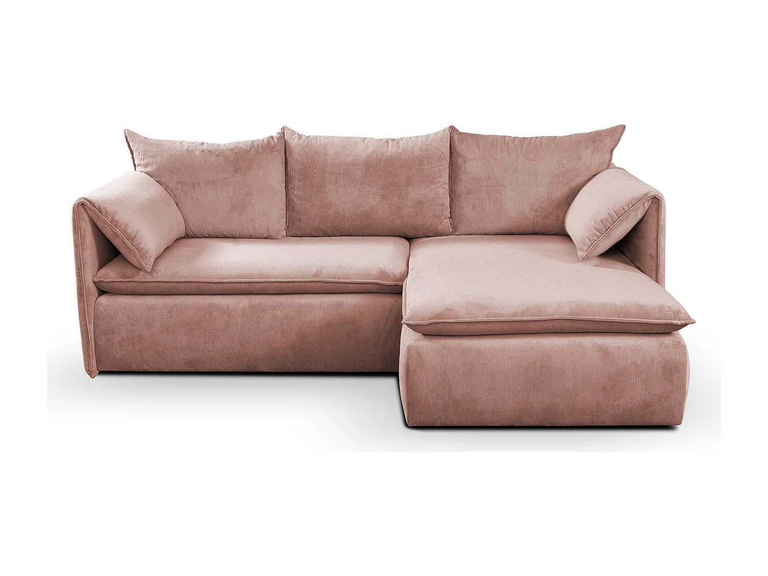 Hoekslaapbank TEODORA van PASCAL MORABITO - Ribfluweel met fijne ribbels - Roze - Hoek rechts
