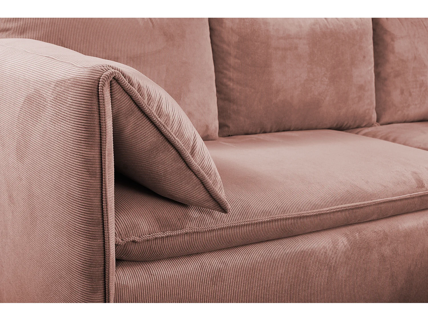 Divano letto angolare in Velluto a coste sottili Rosa - Angolo a destra - TEODORA di PASCAL MORABITO