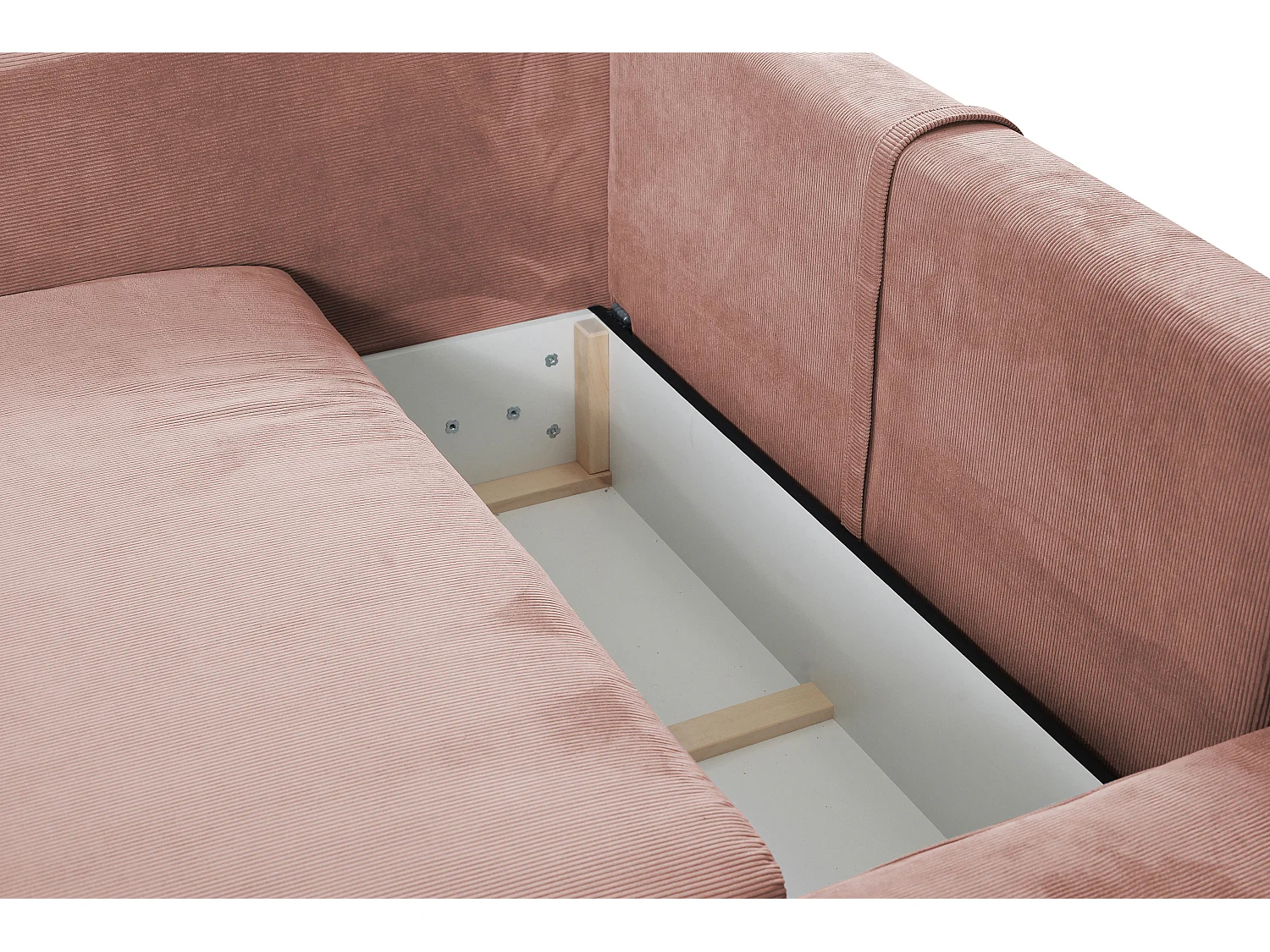 Divano letto angolare in Velluto a coste sottili Rosa - Angolo a destra - TEODORA di PASCAL MORABITO