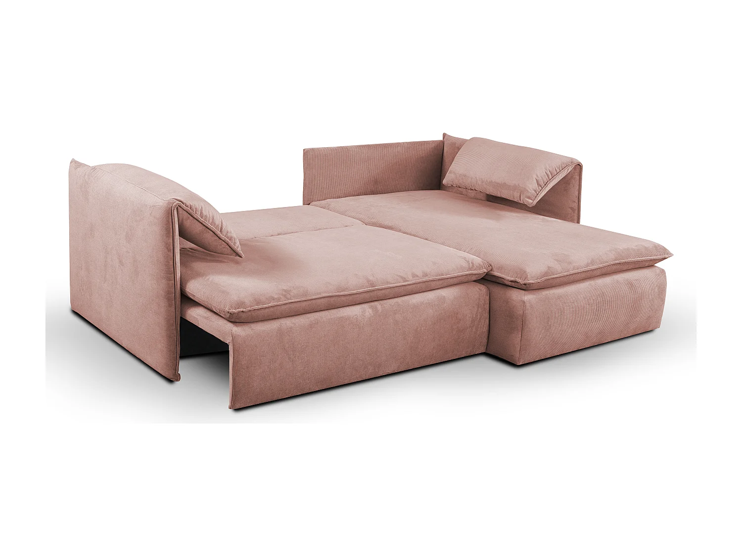 Divano letto angolare in Velluto a coste sottili Rosa - Angolo a destra - TEODORA di PASCAL MORABITO