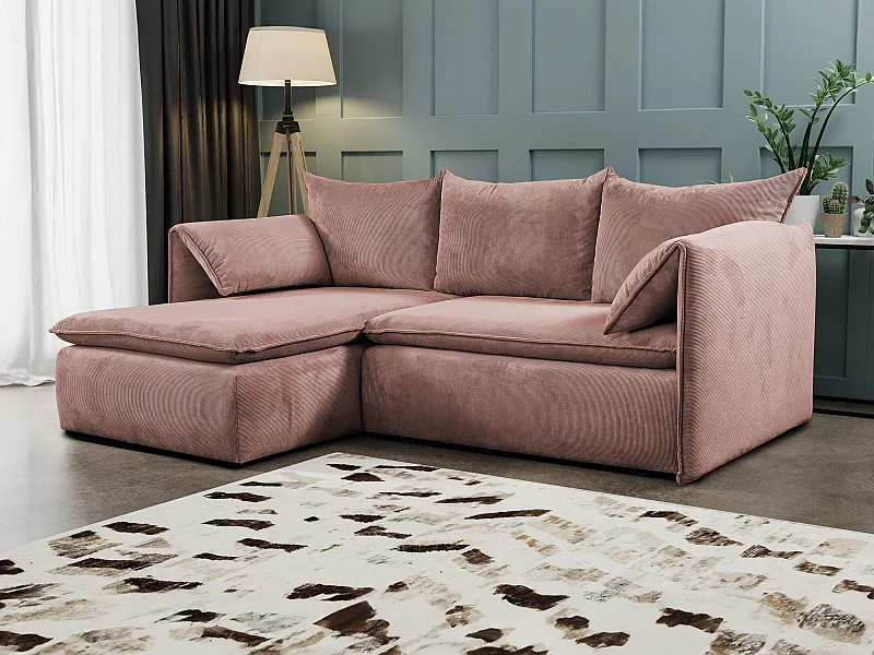 Ecksofa mit Schlaffunktion - Ecke Links - Feincord - Rosa - TEODORA