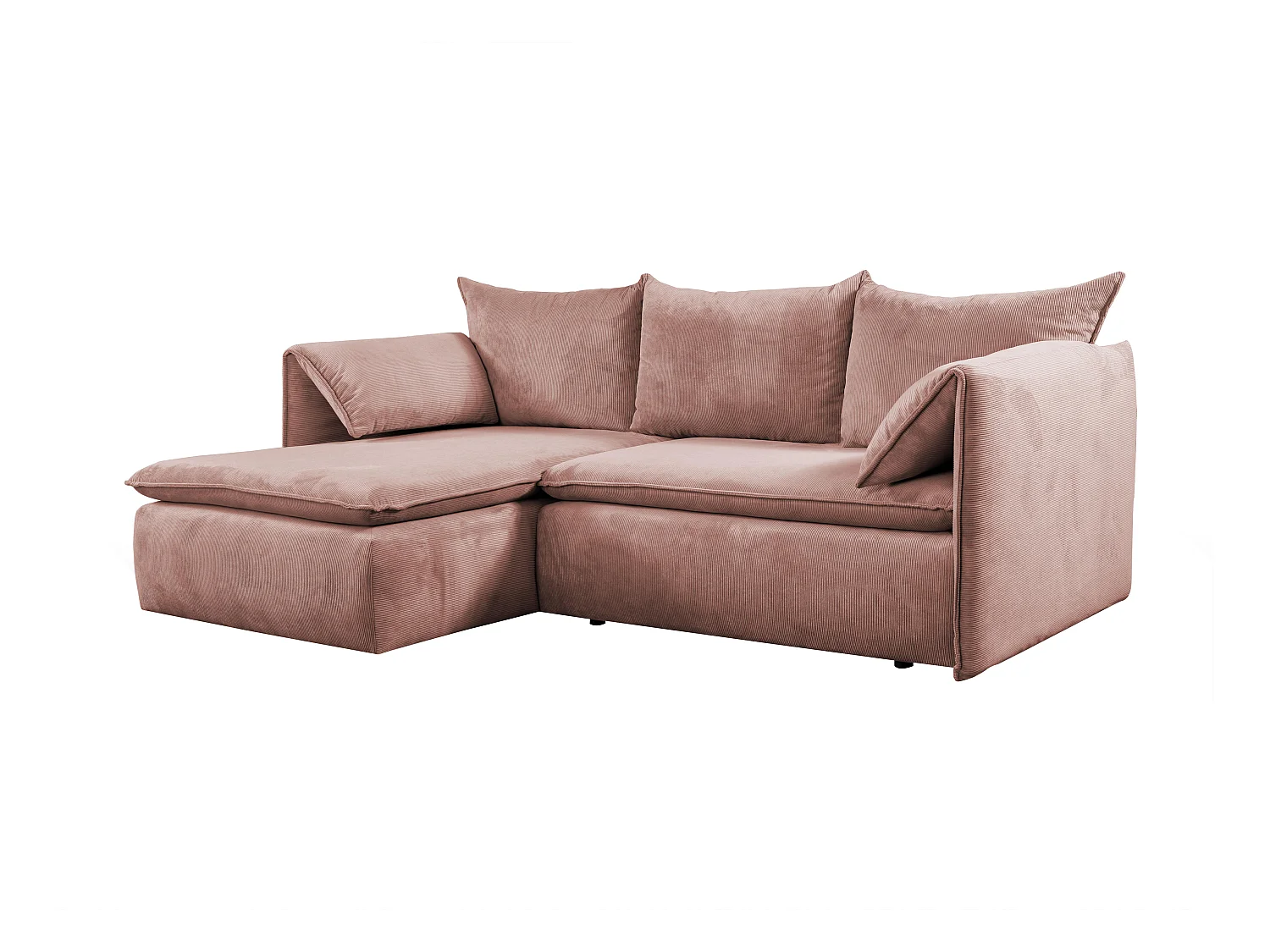 Ecksofa mit Schlaffunktion - Ecke Links - Feincord - Rosa - TEODORA