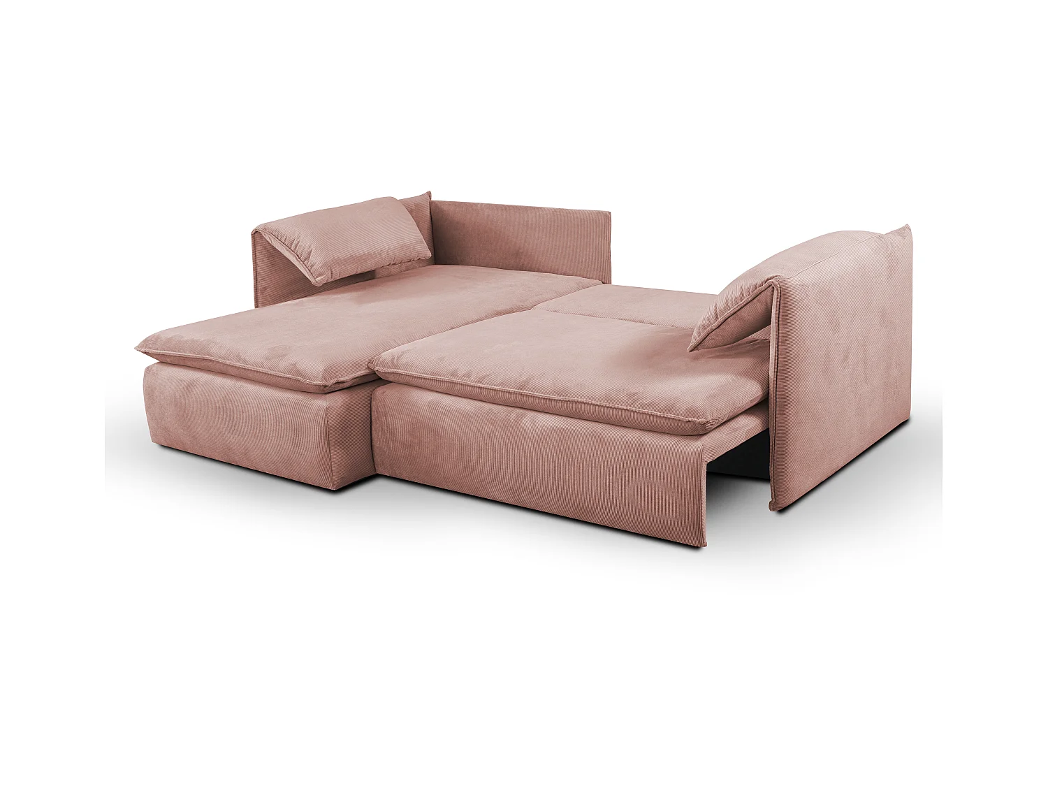 Ecksofa mit Schlaffunktion - Ecke Links - Feincord - Rosa - TEODORA