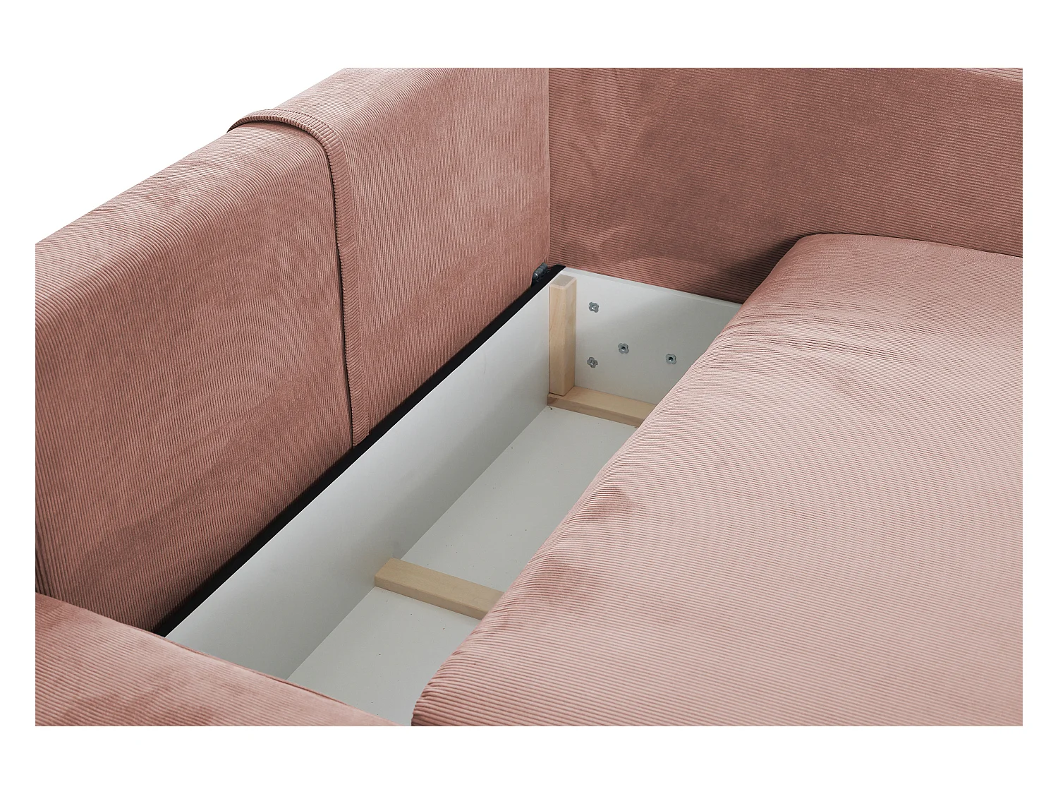 Ecksofa mit Schlaffunktion - Ecke Links - Feincord - Rosa - TEODORA