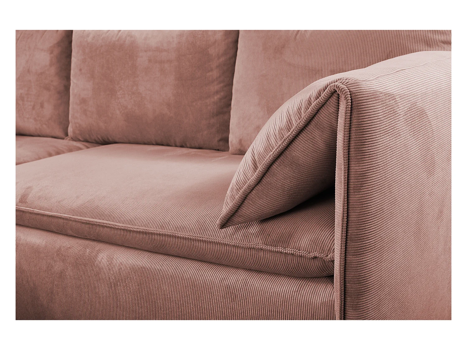 Ecksofa mit Schlaffunktion - Ecke Links - Feincord - Rosa - TEODORA