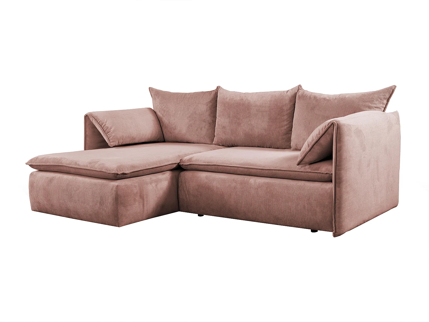 Hoekslaapbank TEODORA van PASCAL MORABITO - Ribfluweel met fijne ribbels - Roze - Hoek links