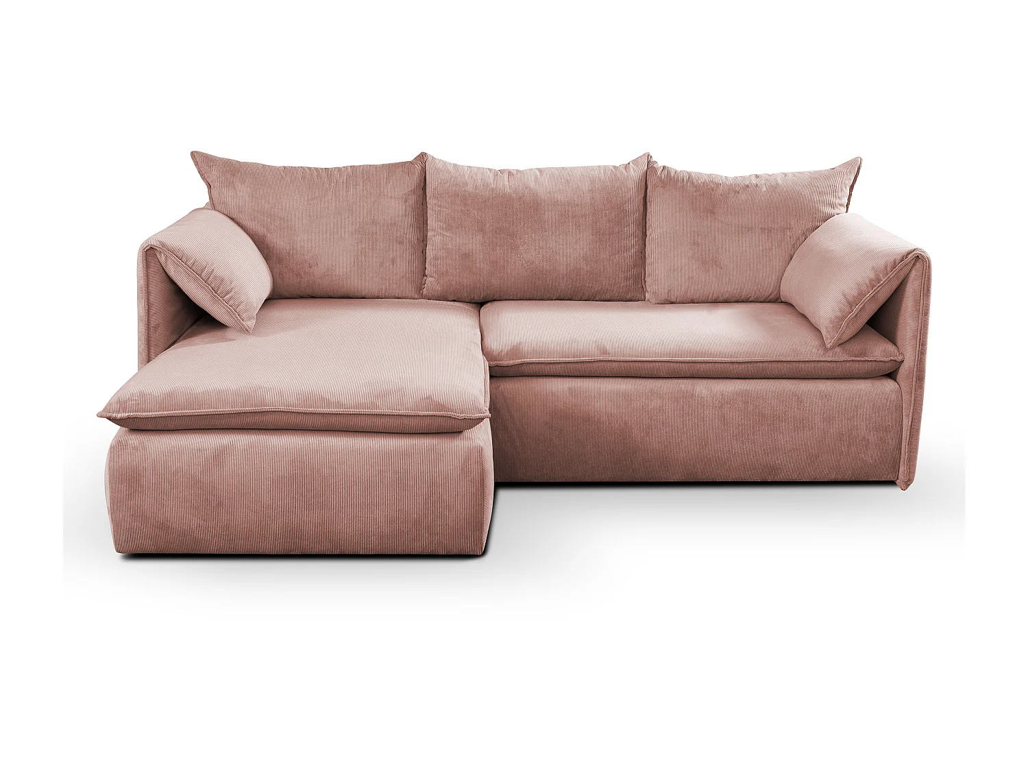 Hoekslaapbank TEODORA van PASCAL MORABITO - Ribfluweel met fijne ribbels - Roze - Hoek links