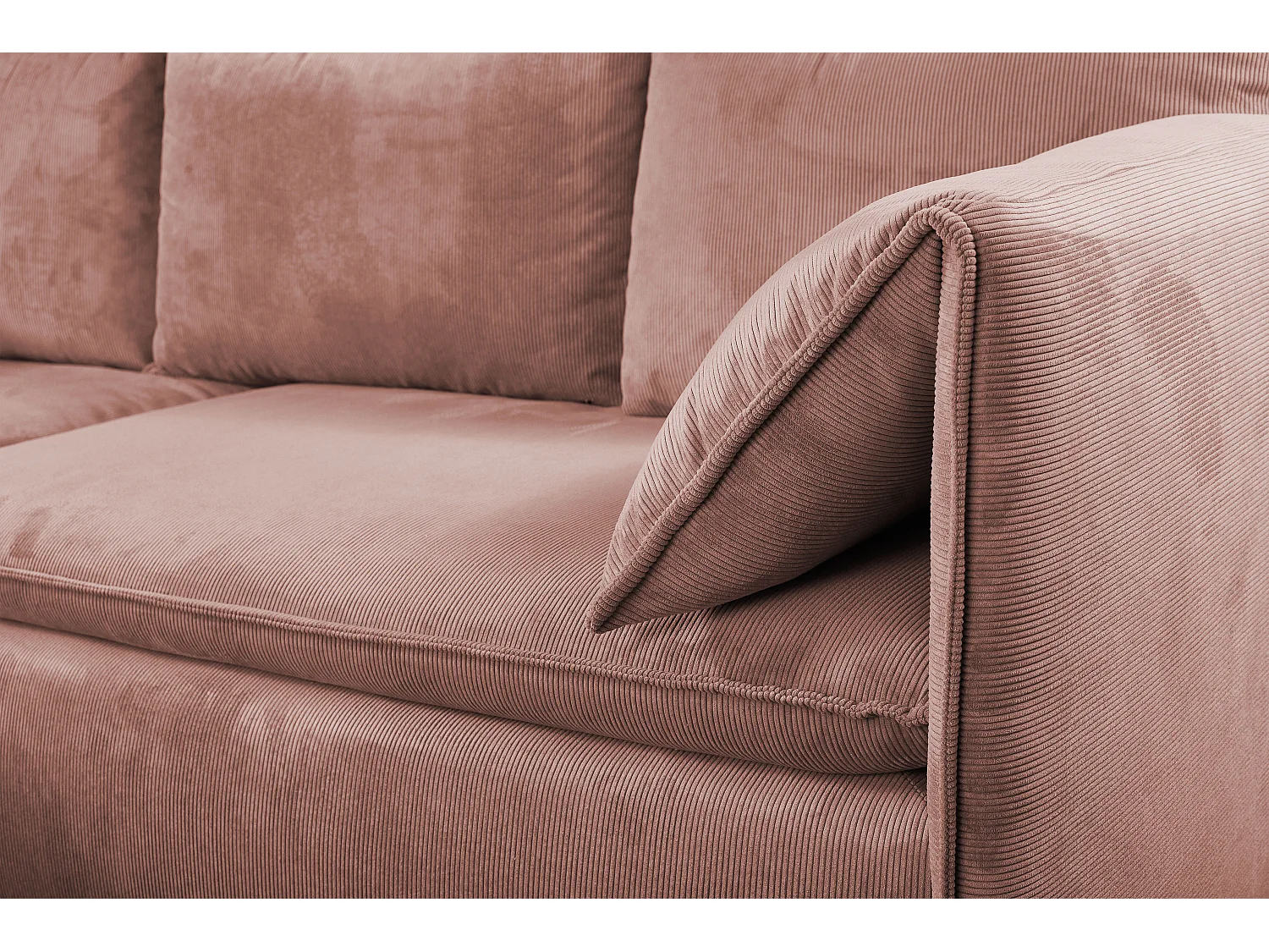 Hoekslaapbank TEODORA van PASCAL MORABITO - Ribfluweel met fijne ribbels - Roze - Hoek links