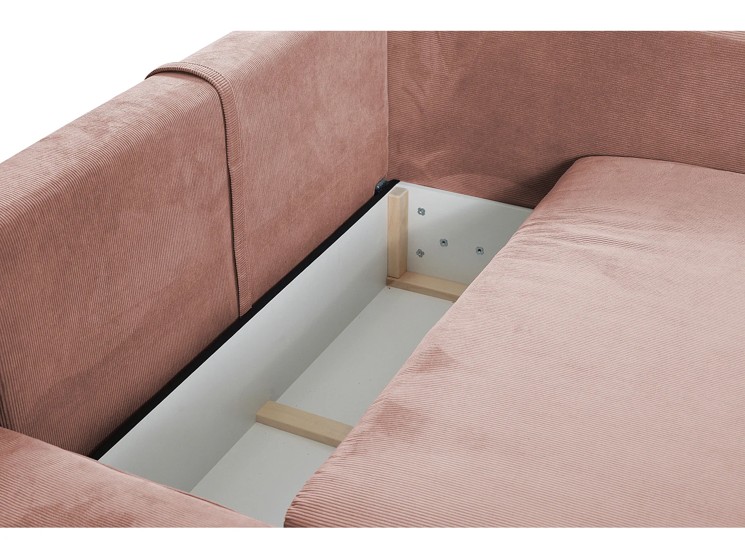 Hoekslaapbank TEODORA van PASCAL MORABITO - Ribfluweel met fijne ribbels - Roze - Hoek links
