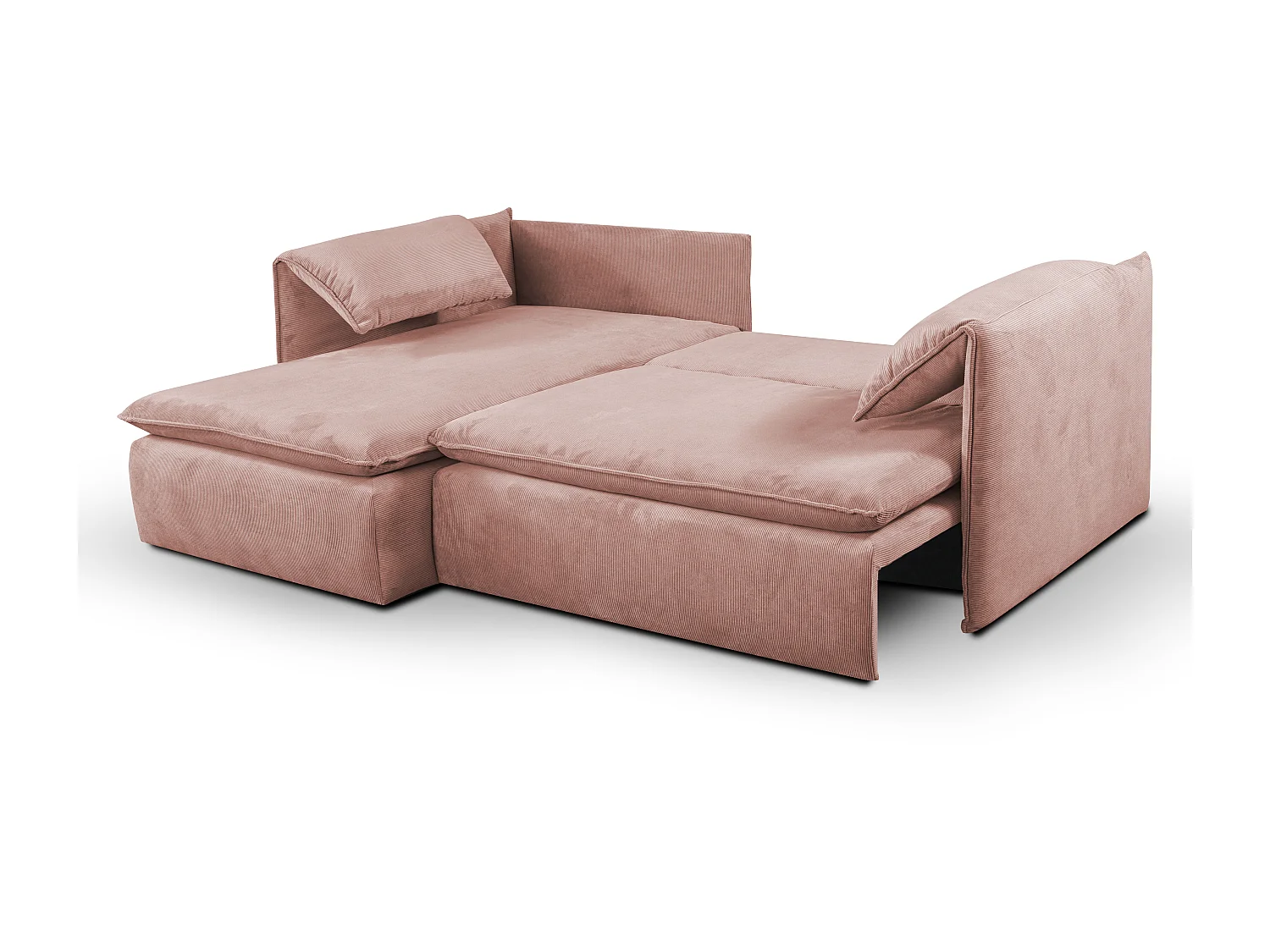 Hoekslaapbank TEODORA van PASCAL MORABITO - Ribfluweel met fijne ribbels - Roze - Hoek links