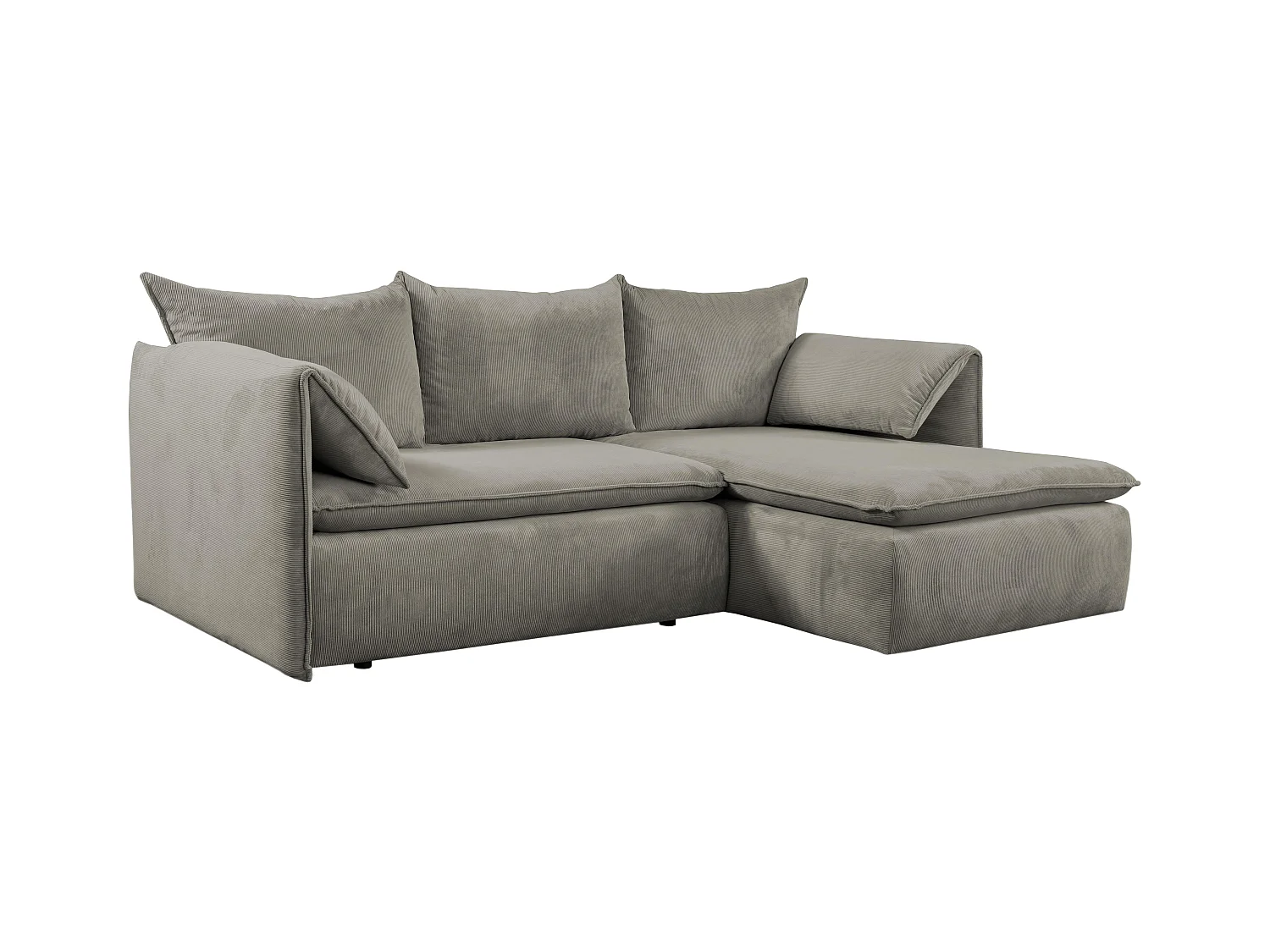 Ecksofa mit Schlaffunktion - Ecke Rechts - Feincord - Taupe - TEODORA