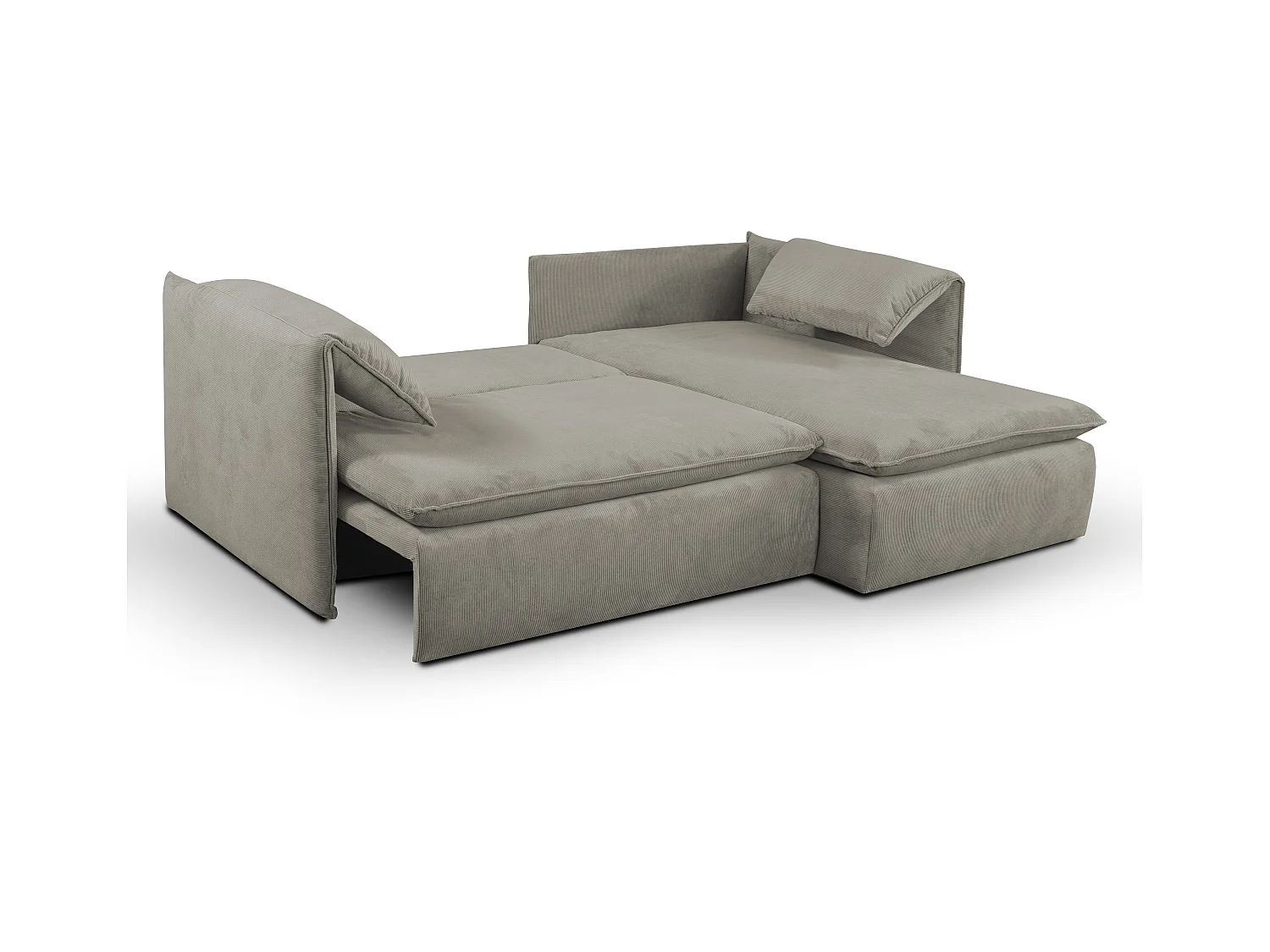 Ecksofa mit Schlaffunktion - Ecke Rechts - Feincord - Taupe - TEODORA