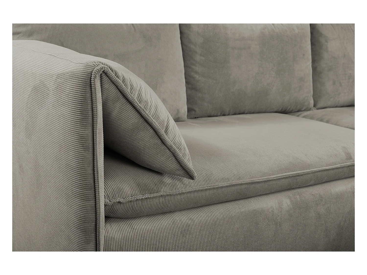 Ecksofa mit Schlaffunktion - Ecke Rechts - Feincord - Taupe - TEODORA