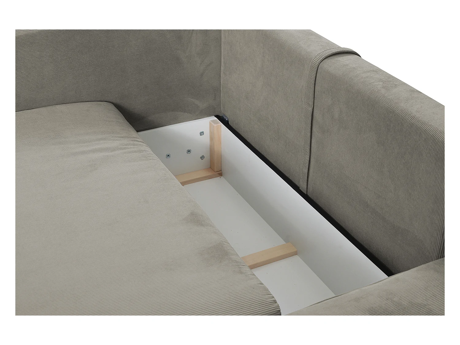 Ecksofa mit Schlaffunktion - Ecke Rechts - Feincord - Taupe - TEODORA